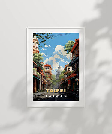 Çerçevesiz Poster Taipei Sokak Manzarası