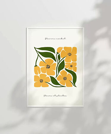 Çerçevesiz Poster Sarı Çiçek Deseni