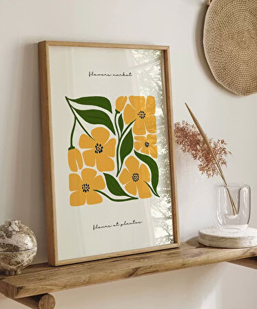 Çerçevesiz Poster Sarı Çiçek Deseni