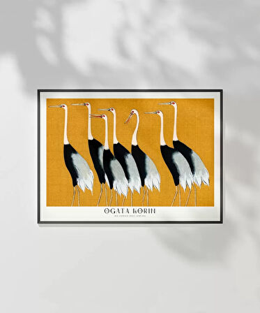 Çerçevesiz Poster Ogata Korin Kırmızı Taçlı Turnalar