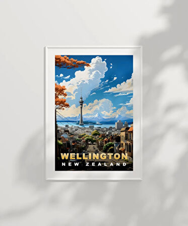 Çerçevesiz Poster Wellington Skyline New Zealand