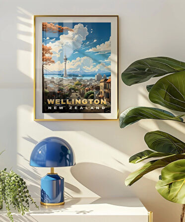 Çerçevesiz Poster Wellington Skyline New Zealand