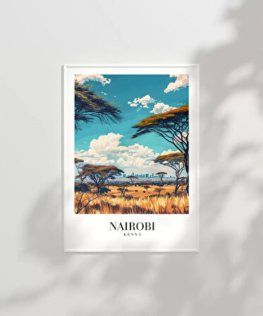 Çerçevesiz Poster Vahşi Doğa ve Şehir Silüeti