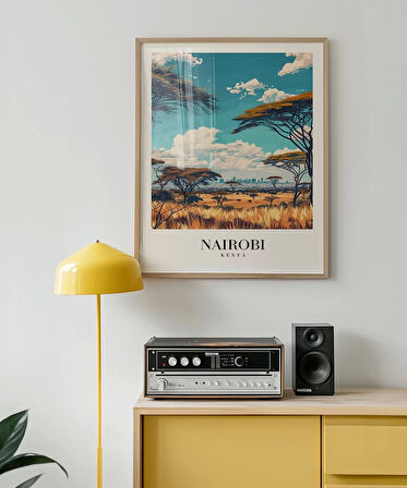 Çerçevesiz Poster Vahşi Doğa ve Şehir Silüeti