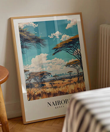 Çerçevesiz Poster Vahşi Doğa ve Şehir Silüeti