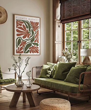 Çerçevesiz Poster Art Nouveau Esintili Çiçekler