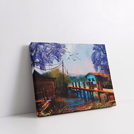 Kış Masalı Köyü Kanvas Tablo