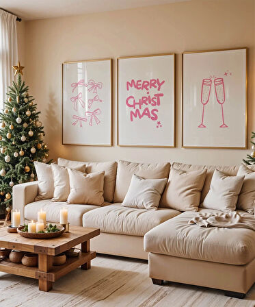 Çerçevesiz Poster Merry Christ Mas 3'lü