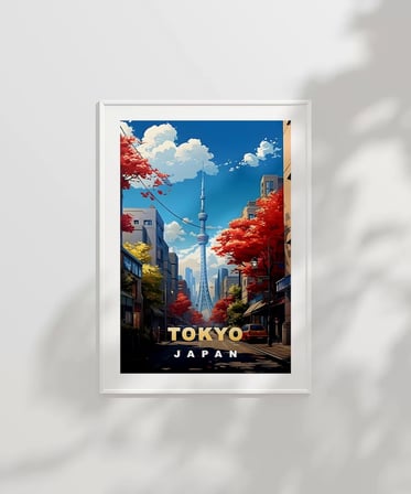 Çerçevesiz Poster Sonbahar Renkleriyle Tokyo Manzarası