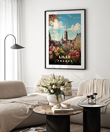 Çerçevesiz Poster Romantik Lille Manzarası Sanat
