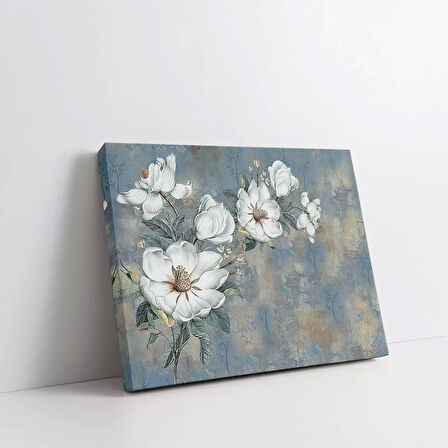 Dallarda Beyaz Çiçekler Kanvas Tablo