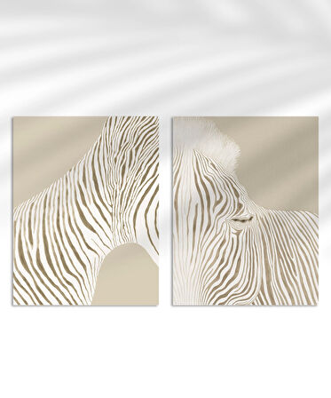 Çerçevesiz Poster Modern Zebra Çizgi Sanatı 2'li