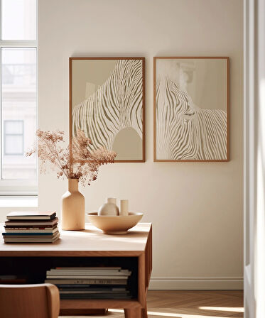 Çerçevesiz Poster Modern Zebra Çizgi Sanatı 2'li