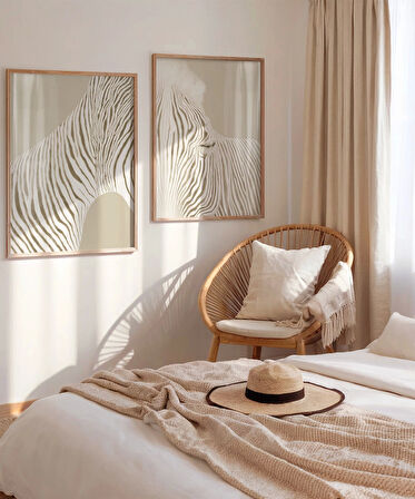 Çerçevesiz Poster Modern Zebra Çizgi Sanatı 2'li