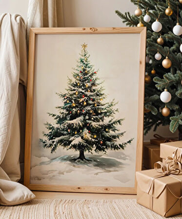 Çerçevesiz Poster Noel Ağacı Sanat
