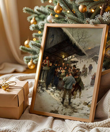 Çerçevesiz Poster Köyde Noel Kutlaması