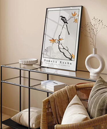 Çerçevesiz Poster Numata Kashu Japon Uzun Kuyruklu Baştankara ve Akçaağaç