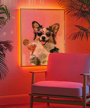 Çerçevesiz Poster Corgi'nin Pembe Gözlük Stili
