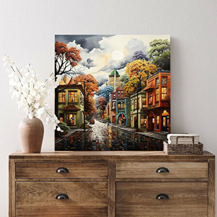 Dört Mevsim Şehir Kanvas Tablo