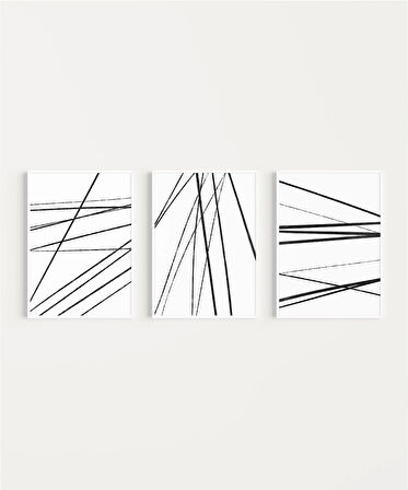 Çerçevesiz Poster Geometrik Çizgiler 3'lü