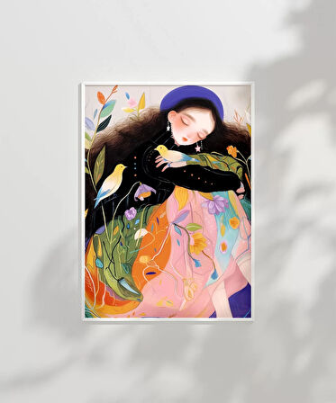 Çerçevesiz Poster Kuşlarla Bahar Hissi