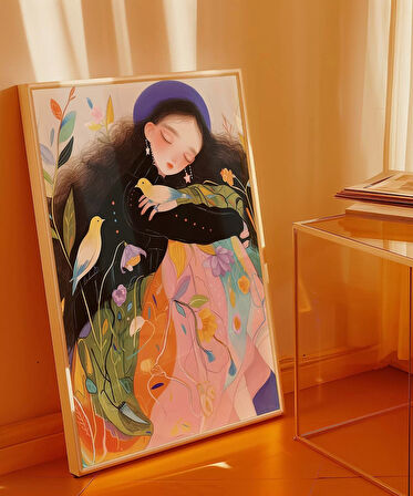 Çerçevesiz Poster Kuşlarla Bahar Hissi