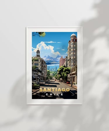 Çerçevesiz Poster And Dağları Eteğinde Santiago