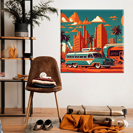 Klasik Araba Gösterisi Kanvas Tablo