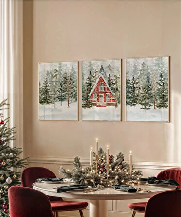 Çerçevesiz Poster Kışın Sükuneti 3'lü