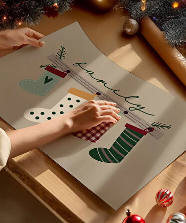 Çerçevesiz Poster Aile ile Yılbaşı Mutluluğu