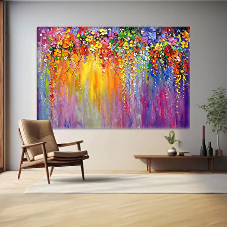 Renk Dolu Çiçekler Kanvas Tablo