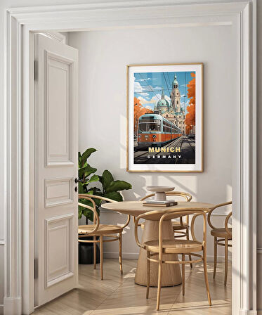 Çerçevesiz Poster Münih'in Renkli Sonbahar Sokakları