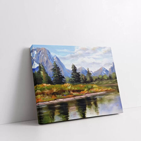 Yansımalı Dağ Manzarası Kanvas Tablo