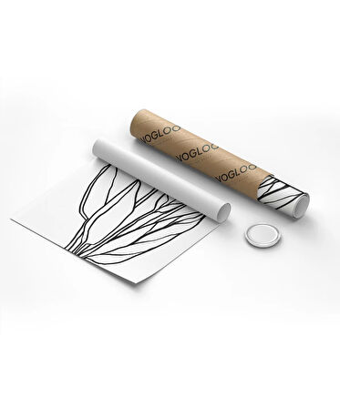 Çerçevesiz Poster Soyut Bitki Formları Grafik Sanat