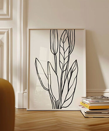 Çerçevesiz Poster Soyut Bitki Formları Grafik Sanat