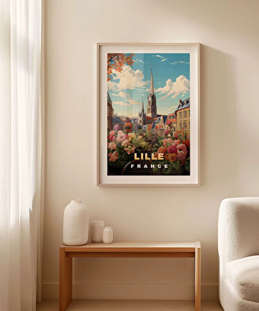 Çerçevesiz Poster Romantik Lille Manzarası Sanat