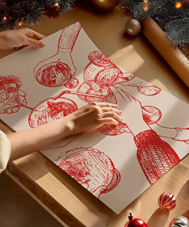 Çerçevesiz Poster Yeşil ve Kırmızı Noel 2'li