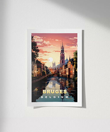 Çerçevesiz Poster Kanallar Üzerinde Gün Batımı