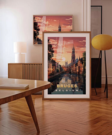 Çerçevesiz Poster Kanallar Üzerinde Gün Batımı