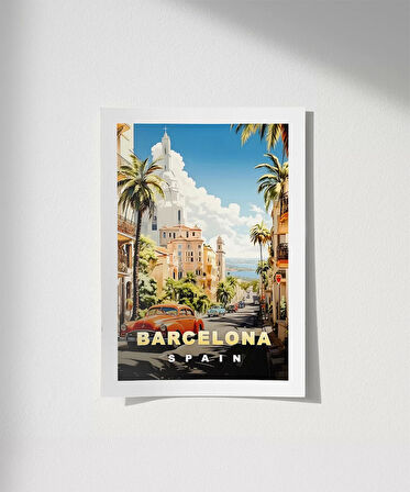 Çerçevesiz Poster Şehir ve Deniz Uyumu – Barcelo
