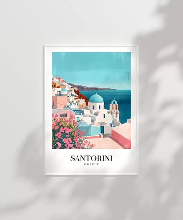Çerçevesiz Poster Santorini'nin Masmavi Hayalleri
