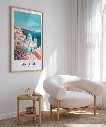 Çerçevesiz Poster Santorini'nin Masmavi Hayalleri