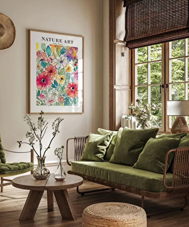 Çerçevesiz Poster Pastel Çiçek Bahçesi