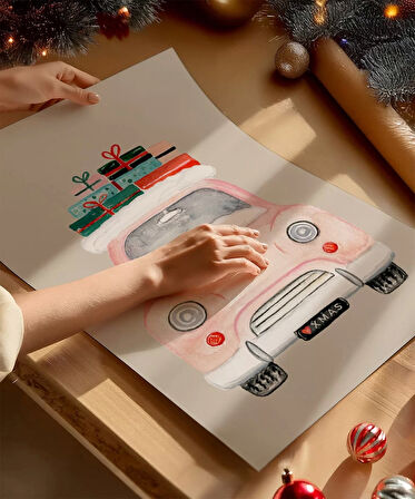 Çerçevesiz Poster Sevimli Araba ve Hediyeler