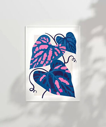 Çerçevesiz Poster Mavi ve Pembe Yaprak Dansı