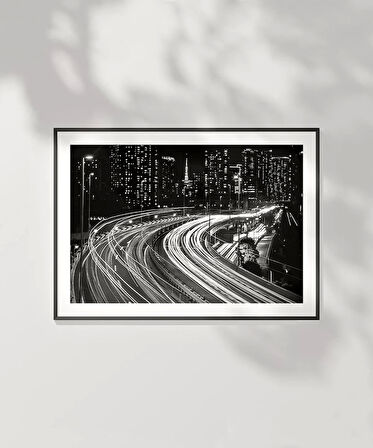 Çerçevesiz Poster Geceye Akan Yollar