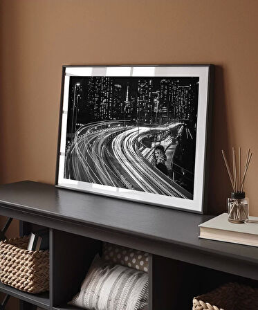 Çerçevesiz Poster Geceye Akan Yollar