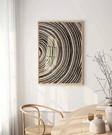 Çerçevesiz Poster Ağaç Kabuğu Halkası Desenli Minimalist