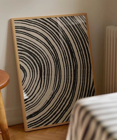 Çerçevesiz Poster Ağaç Kabuğu Halkası Desenli Minimalist