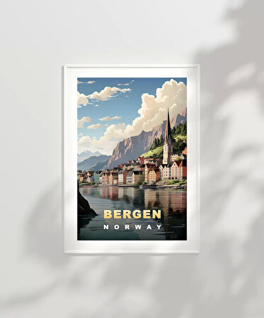 Çerçevesiz Poster Bergen’in Renkli Evleri